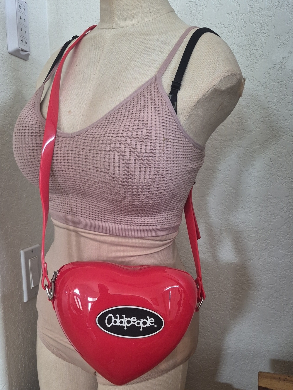 "Oddpeople" Logo Red Molded Heart Bag